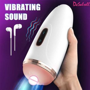 Brinquedo sexual massageador masturbadores automáticos para homens com vibração masculino masturbação copo brinquedos vaginais realistas máquinas de som preto