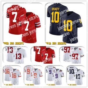 Koszulki piłkarskie NCAA 7 Dwayne Haskins Jr 10 Tom Brady Michigan Wolverines College Football Jersey Joe Burrow A.J. Zielony Andy Dalton John Ross