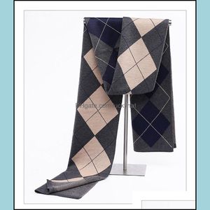 ショールズマンスカーフメンズウールニット濃厚な温かいヨーロッパとアメリカの格子縞の友人愛好家ギフトスカーフドロップ配達ファッションotrtx