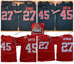 Vintage NCAA Ohio State Buckeyes College Football Jerseys Mens 27 Eddie George 45 Archie Griffin Stitched Shi