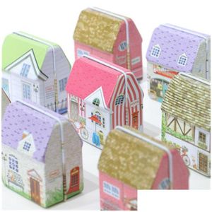 Gift Wrap Small House Candy Box Printing Pattern Tinplate Creative Wedding Birthday Boxes Storage Case Party Supply 2 5Gq H1 Drop De Dhwg3