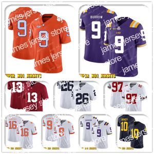 Football Jerseys NCAA Travis Etienne Jr. 9 Joe Burrow LSU Tigers College Football Jersey Kirk Cousins Adam Thielen Dalvin Cook Justin Jefferson