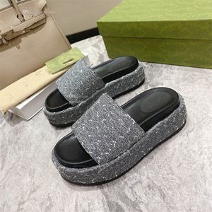 Роскошный дизайнер G Сандалии мода Ggity Flat Platform Heels Slides Sandal Woman Heel обувь для шлепанц