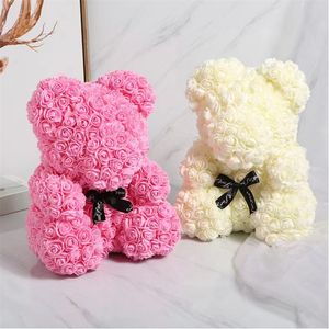 Natale San Valentino Fiore immortale Rosa Regalo creativo Rose Hold Bubble Bear