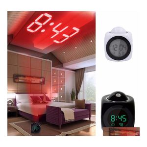 Desk Table Clocks Lcd Projection Led Display Time Digital Alarm Clock Talking Voice Prompt Thermometer Prevent Sn Functional Dh111 Dhbxn