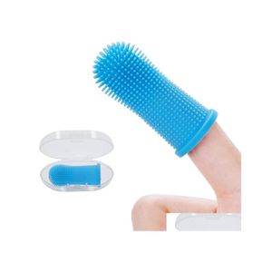 Hund grooming super mjuk husdjur finger tandborste tänder rengöring dålig andedräkt vård Nontoxic Sile Tools Dogs Cat Supplies Inventory Drop de Dhuso