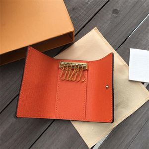 전체 디자이너 여성 클래식 6 홀더 커버 지갑 가죽 가죽 고품질 플로럴 키 체인 남성 상자 먼지 가방 카드 링 7 COL2414