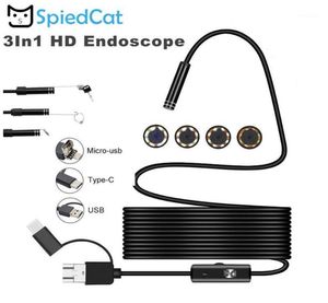 Cameras 3 IN1 Mini 55 mm lentille 1235510m Câble souple Endoscope Snake Tube Borescope Inspection Caméra pour Android Typec PC SMAR477653