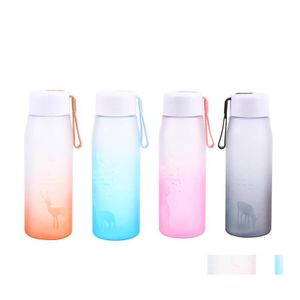 Bottiglie d'acqua 560Ml Ins Bottiglia a prova di perdite per ragazza Bicicletta da viaggio Plastica portatile Creativo Cervi natalizi Tazza per bere Drop Delivery Otues