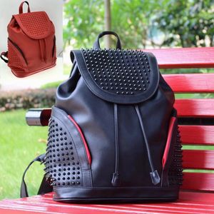CHRISTIAN Black And Red Backpack Designer School Bag Large Capacity Rucksack Handbags For Women Closure Leather Drawstrings Casual Gift