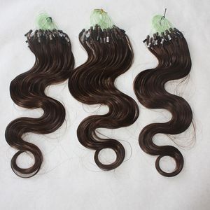 1Gram st 100strands lot Micro Ring Hair Loop Human Hair Extensions Brazilian Body wave Natural Brown Dark red Color 613 blonde