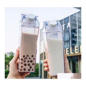 Water Bottles Transparent Milk Bottle Drinkware Shaker Sports Square Juice For Outdoor Climbing Cam Travel Kawaii Cup Drop Delivery Otmlr