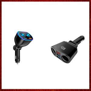 CC377 Carregador de carro Dual USB QC3 Adaptador de rota￧￣o de carga r￡pida QC 3.0 2 Via Power Scocket Display LED carregamento para iPhone XR XS