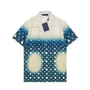 Luksusowe designerskie koszule 22SS Maza geometryczna Klasyczna druk czarna koszula do kręgli Hawajskie Kwiatowe koszule Mężczyźni Slim Fit Short Sleeve