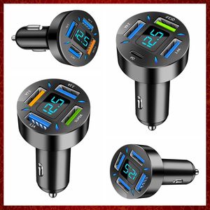 CC273 66W USB Car Charger Fast Charging 4 Ports PD QC3.0 For iPhone Huawei Xiaomi Samsung Car Phone Charge Adapter With Display