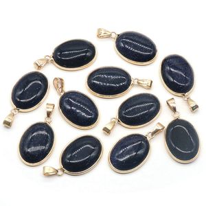 18x25mm Naturel Bleu Goldstone Pierre Irrégulière Forme De Goutte D'eau Exquis Quartz Agate Charms pour La Fabrication De Bijoux Collier Bracelet