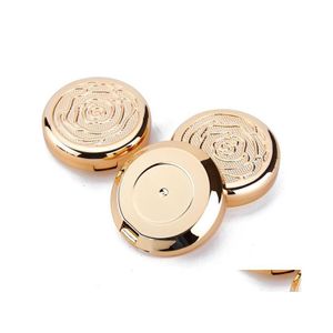 Packing Boxes Gold Empty Cosmetic Eyeshadow Case With Aluminum Pan Mirror Makeup Powder Puff Compact Container Blush Box Sn3170 Drop Dhxg9