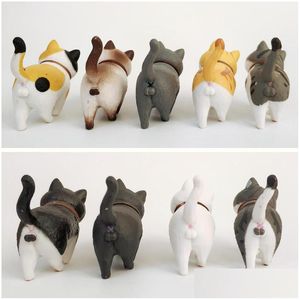 Miniature Giocattoli 9 pezzi carino mini animazione in pvc modello bambola gatto figure giocattolo individualità creativa ornamenti artigianali cruscotto balco Dhhst