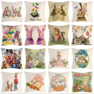 Kuddfodral Easter Bunny Egg Pillows Cover Printed Pillow Case Fashion Square SOFA KLOFT Bilkudde Cover Pillows Lip Home Office Hotel Decoration BC229