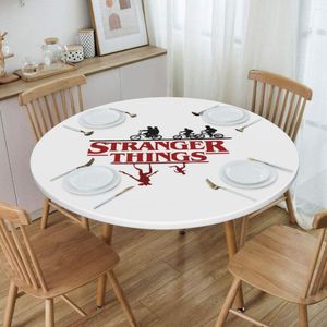 Table Cloth Funny Stranger Things Tablecloth Round Elastic Fitted Waterproof The Upside Down World Cover For Dining Room