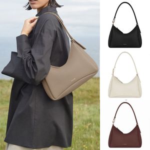 Umi Unterarm-Umhängetasche, vollnarbiges, strukturiertes Leder, Designer-Damen-Umhängetasche, PVD-beschichtete Edelstahl-Schnalle, Handtasche, Wildleder-Innenfutter, Luxus-Geldbörse