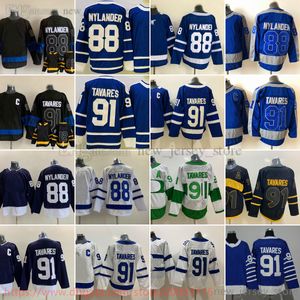 Film College Hockey su ghiaccio Indossa maglie cucite 91JohnTavares 88WilliamNylander 36JackCampbell 58MichaelBunting 93DougGilmour Maglia in bianco da uomo retrò retro