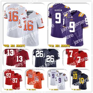 Maglie da calcio NCAA 16 Trevor Lawrence 9 Joe Burrow LSU Tigers College Football Jersey Drew Brees Alvin Kamara Michael Thomas Marshon Lattimore