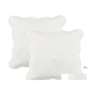 Cushion/Decorative Pillow Case Decorative Zipper Throw Cotton 18X18Inch Pillows Er Yellow Grey White Cushion Ers Home Decor Pillowca Otrhg