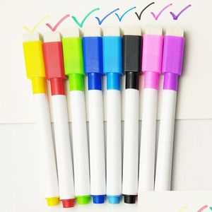 Markers 8 Pcs/Lot Colorf Black School Classroom Whiteboard Dry White Board Built In Eraser Student Childrens Ding Pen Drop Delivery Dh2Hc