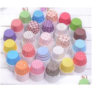Arts And Crafts New Fashion Environment Colorf Stripe Dot Paper Cake Cups 50X39Mm Baking Cup Liners Mod Decoration Drop Delivery Home Dho27