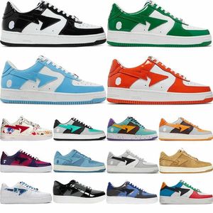 2023 Designer Shoes For Men Women Bapstas Black White Green Sax ABC Fashion Luxury star Sta Leather Patent Plate-forme Flats Sneaker Trainers Chaussures