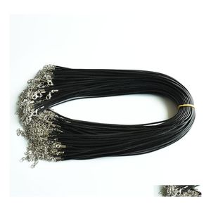 Chains 100Pcs/Lot Black Wax Leather Rope Cord Necklace 45Cm Chain Lobster Clasp Diy Jewelry Accessories Drop Delivery Findings Compon Dh7Wf