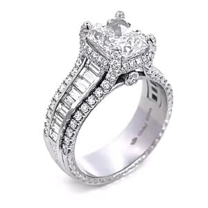 Choucong Unique Wedding Rings Luxury Jewelry 925 Sterling Silver Cushion Shape White Topaz CZ Diamond Gemstones Eternity Party Women Engagement Band Ring Gift
