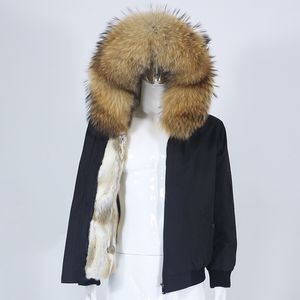 OFTBUY 2021, непромокаемая мужская парка-бомбер, зимняя куртка из натурального меха енота, лисы, пальто с воротником и капюшоном, подкладка из кролика, уличная одежда