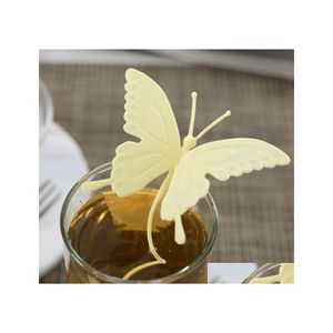 Coffee Tea Tools Creative Sile Teabag Butterfly Style Infuser Leaf Strainer Loose Herbal Spice Filter Diffuser Drop Delivery Home Dhpsp