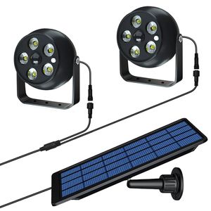 Solar Wall Lights Fight Duber Heads Outdoor Indoor LED Krajobraz Lekkie wodoodporne światło słoneczne Lampa zasilana 3 tryby