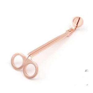 Scissors Candle Wick Trimmer A￧o inoxid￡vel M￡guas de acabamento Clipper Cutter Snuffer Extinger Round Head 18cm Rose Gold By Sea Drop De Ot34L