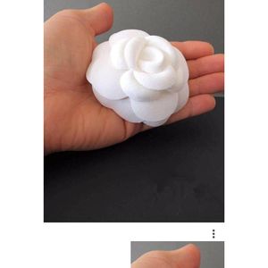 Fabric And Sewing Flower Diy Material Camellia White With Sticker 10Pcs A Lot Drop Delivery Home Garden Textiles Dhlhi