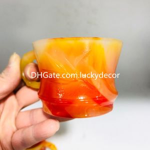 Cute Natural Carnelian Stone Tea/Coffee Cup Decor Handmade Red Agate Quartz Crystal Gemstone Teacup Carving Party Favors Christmas Bridal Shower Wedding Guest Gift