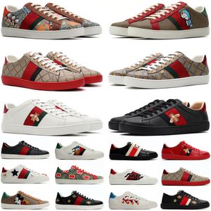 Mode Fritidsskor Lyxiga Designer Sneakers Damskor Sneakers Tiger Broderade Vit Gröna Röda Ränder Sneaker Unisex Män Kvinnor Ace Bee Snake