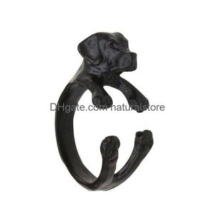 Band Rings 10Pcs/Lot Antique Sier/Bronze Labrador Retriever Adjustable Animal Dog Breed For Women Wholesale Drop Delivery Jewelry Rin Dh9Ys