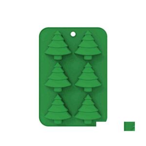 Moldes de cozimento Sile Christmas Tree Tree Chocolate Soop Jelly Bandejas de cera MOD MOLD EST Ano Chocolates Moldes de biscoito Bake Tools V HomeFavor DH9TM