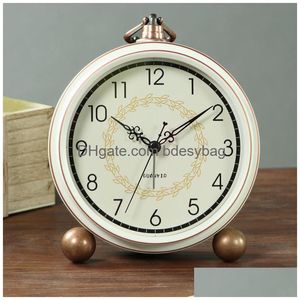 Desk Table Clocks European Fashion Alarm Clock Retro Mute Creative Simple Small Bedside Horloge Home Decoration Df50Zz Drop Delive Dh3Zb