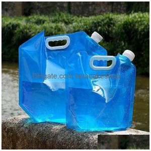 Vattenflaskor 5L/10L utomhus fällbart fällbart hopfällbart dricksväska bilvatten bärarbehållare för kamhosting picknick BBQ Drop D Dhvag
