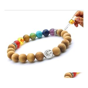 Beaded Strands Tree Of Life 7 Chakras Wooden Beads Strand Essential Oil Diffuser Bracelet Buddha Energy Yoga Women Men Jewelry Drop Dhasp