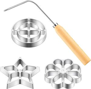 Achappam Mold Bunuelos Molds with Handle Rosette Maker Cookie Tool Aluminium Cast Set 3 Interchangeable Heads Star Flower Circle