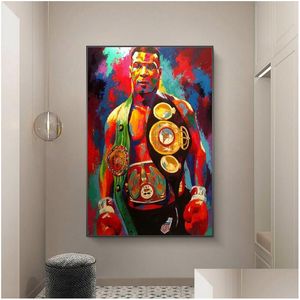 Obrazy uliczne plakat sztuki plakat sztuki malarstwo Malarstwo drukuj boks mistrz boksu Tyson Picture dla dzieci Roomhome Drop Deli Dhxht