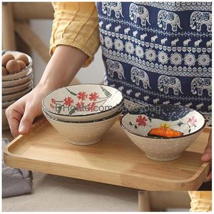 Tigelas Bone China Bowl Dinnerware Porcelana de 5 polegadas Ramen Sopa Sopa Dinner Cer￢mica Cer￢mica Mesa Manuten￧￣o da cozinha Drop D DHHOOR