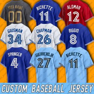 11 Bo Bichette Baseballl Jersey Vladimir Guerrero Jr Alek Manoah George Springer Matt Chapman Maglie Kevin Kiermaier Gausman Jose Berrios Kirk Whit Merrifield