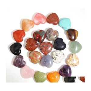 Stone Natural Crystal Ornaments Carved 30X12Mm Heart Chakra Reiki Healing Quartz Mineral Tumbled Gemstones Hand Home Decor Drop Deli Dhtuj